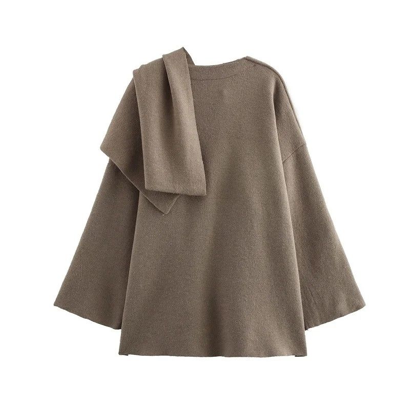 LuxeShield Asymmetric Scarf Plush Winter Coat Warm Padded LongLine Jacket For Women 6