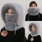 CozyShield Womens 3in1 Winter Thermal Plush Hood Scarf Mask Windproof EarProtection Hat 0