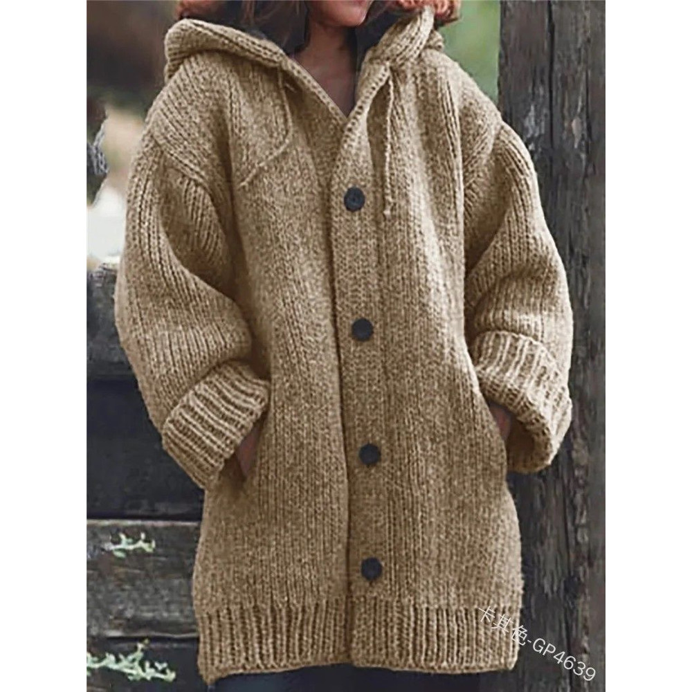 Warm Luxe Womens Chunky Knit ButtonDown Cardigan Coat With Pockets 3
