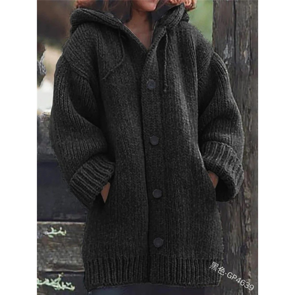 Warm Luxe Womens Chunky Knit ButtonDown Cardigan Coat With Pockets 4