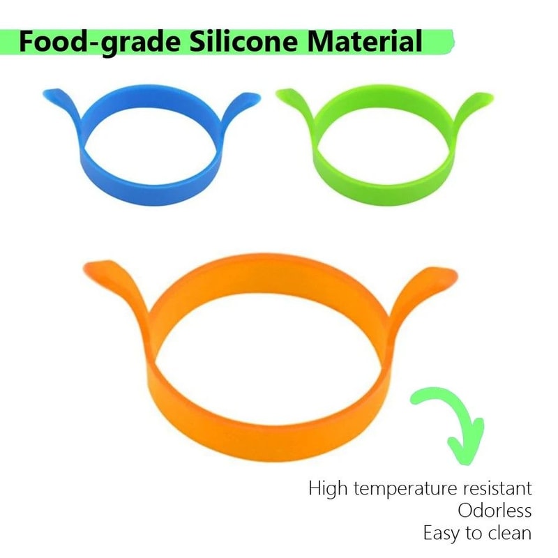 Breakfast Bliss Silicone Egg Pancake Ring Set 3Piece FoodGrade Mold Kit For Perfectly Shaped Eggs 1