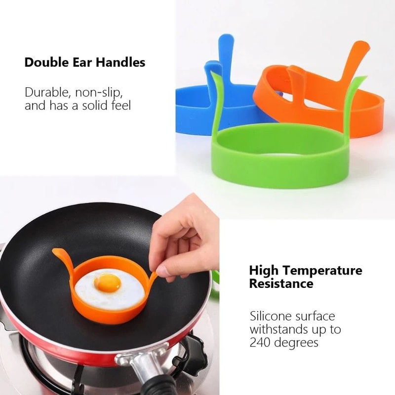 Breakfast Bliss Silicone Egg Pancake Ring Set 3Piece FoodGrade Mold Kit For Perfectly Shaped Eggs 5