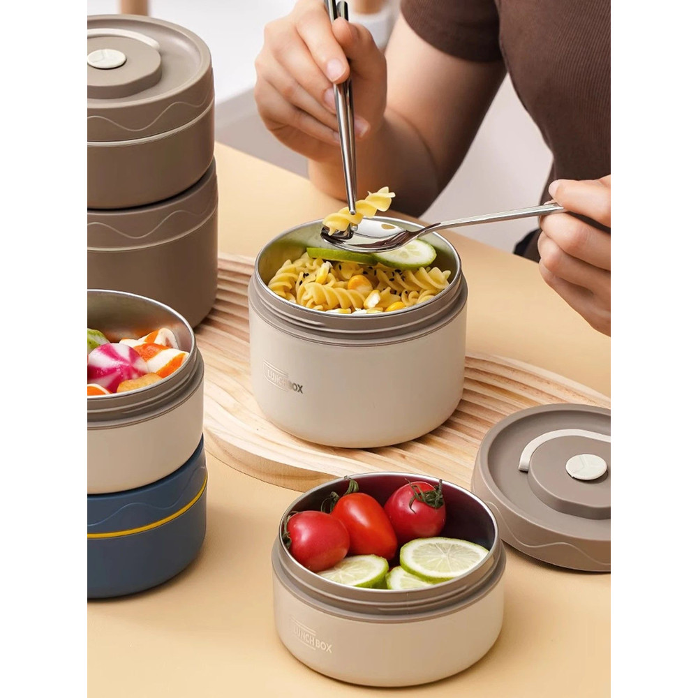 Premium Trio Stainless Steel Insulated Lunch Set Microwavesafe Leakproof Food Container Bundle 4