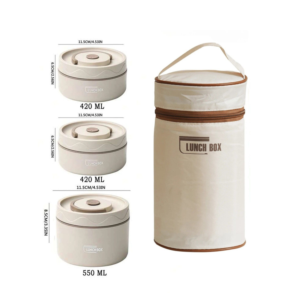 Premium Trio Stainless Steel Insulated Lunch Set Microwavesafe Leakproof Food Container Bundle 1