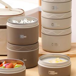 premium trio stainless steel insulated lunch set – microwave-safe, leak-proof food container bundle