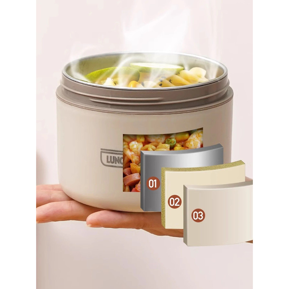 Premium Trio Stainless Steel Insulated Lunch Set Microwavesafe Leakproof Food Container Bundle 7