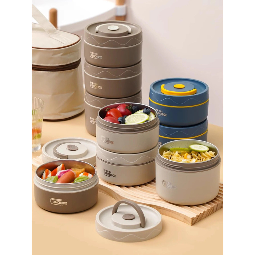 Premium Trio Stainless Steel Insulated Lunch Set Microwavesafe Leakproof Food Container Bundle 2