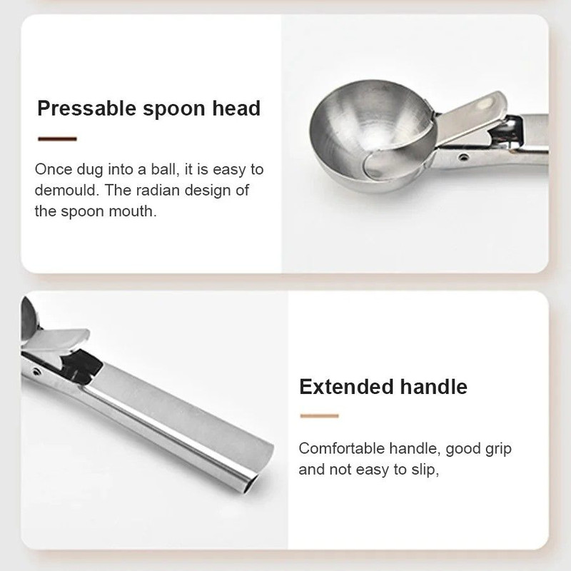 Stainless Steel DualPurpose Ice Cream Fruit Scoop 7