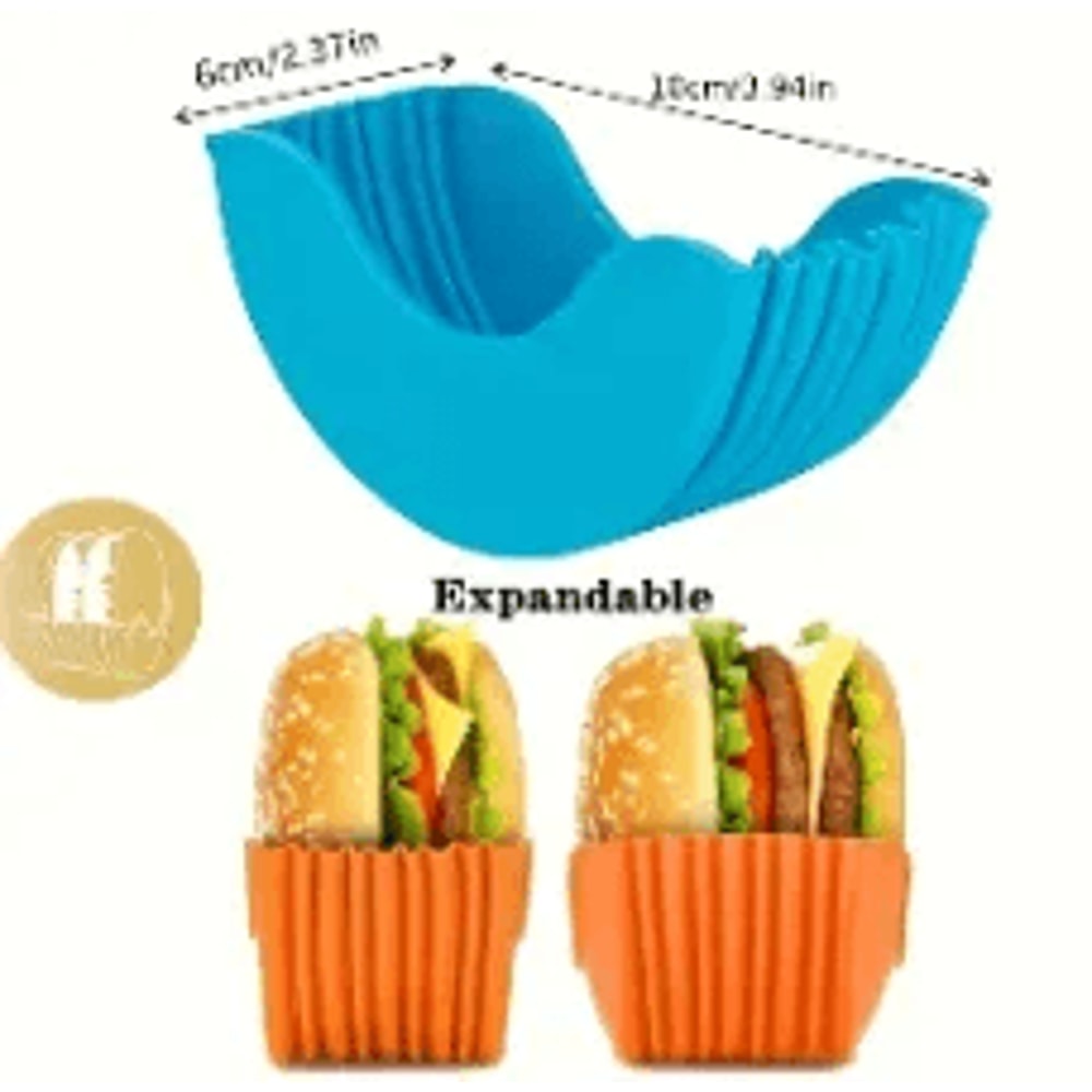 StackSafe Adjustable Burger Holder Set Flexible Silicone Hamburger Clips For Clean Easy Eating 5