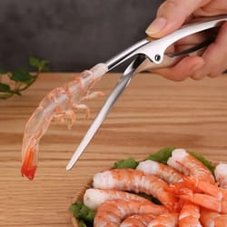 deluxe stainless steel shrimp shell & vein remover – prawn peeler & line cutter