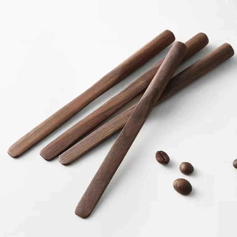 Walnut Wood LongHandle Mixing Spoon Creative Wooden Coffee Dessert Stirrer 0