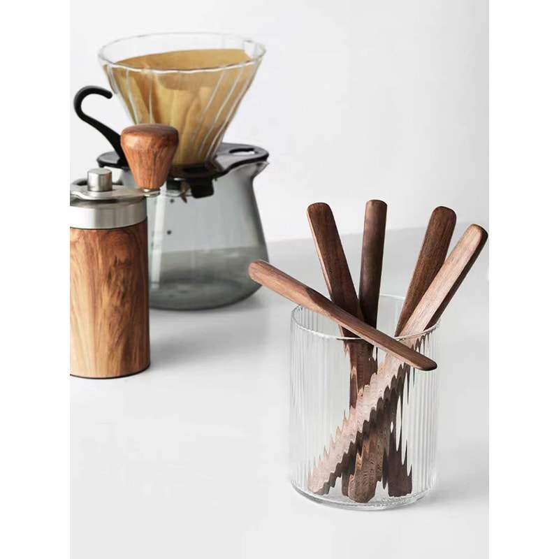 Walnut Wood LongHandle Mixing Spoon Creative Wooden Coffee Dessert Stirrer 3