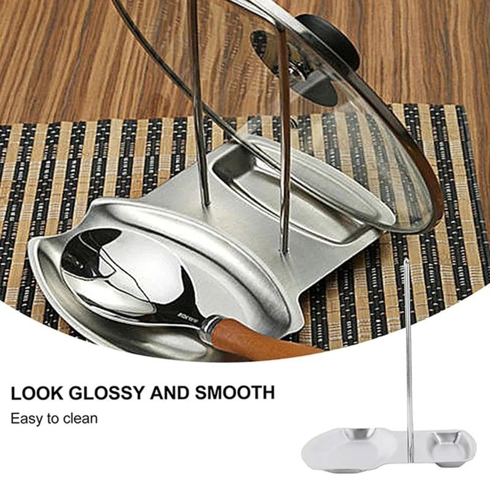 Sleek Stainless Kitchen Lid Spoon Organizer Rack 1