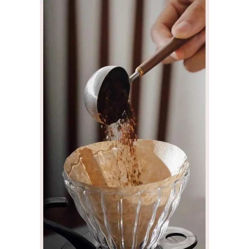Walnut Wood Premium 25 Ml Coffee Scoop Long Handle Stainless Steel Measuring Spoon 2