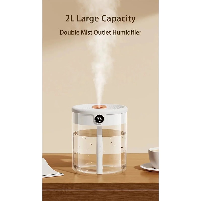 HomeMist DualSpray 2 L USB Humidifier With LED Display 0