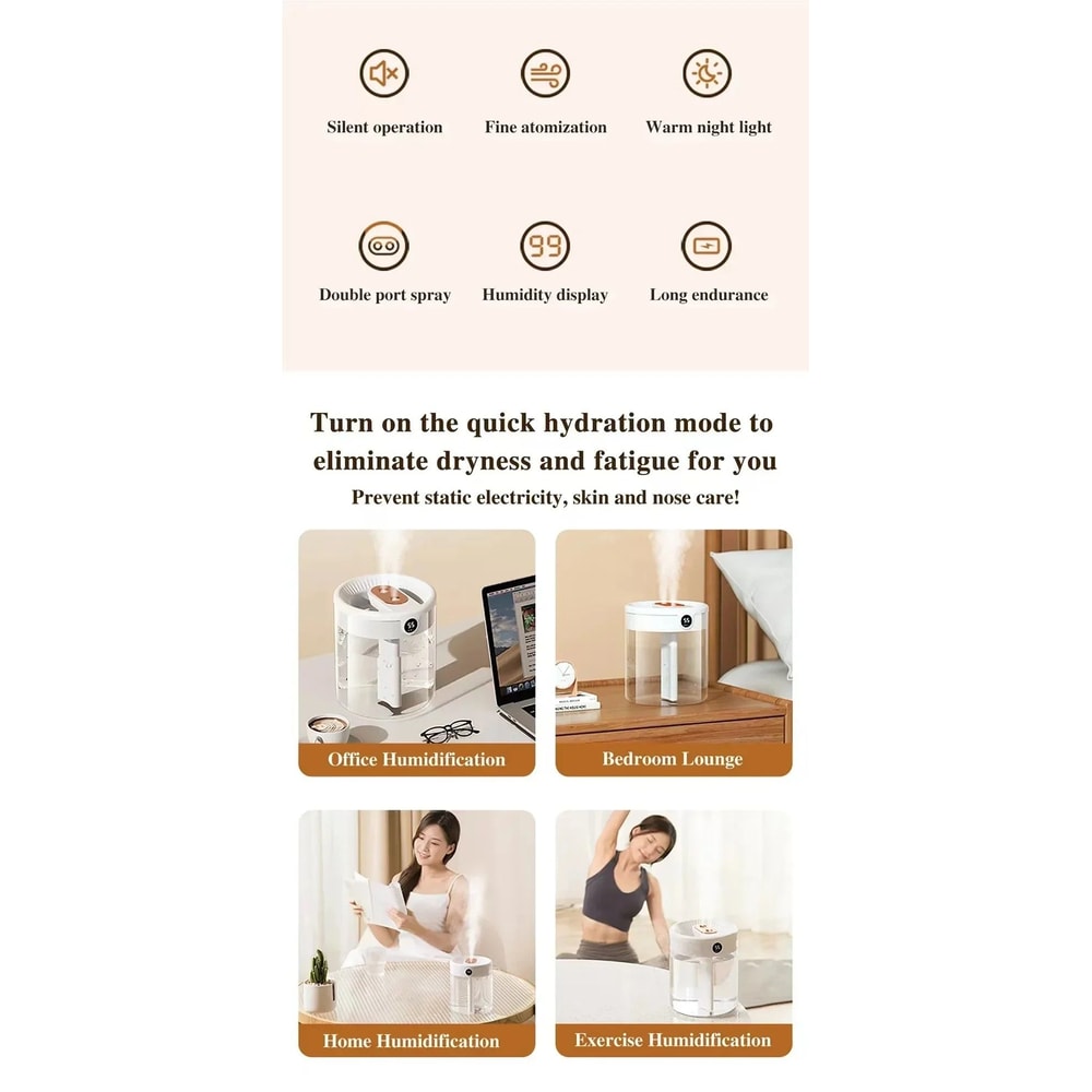HomeMist DualSpray 2 L USB Humidifier With LED Display 9