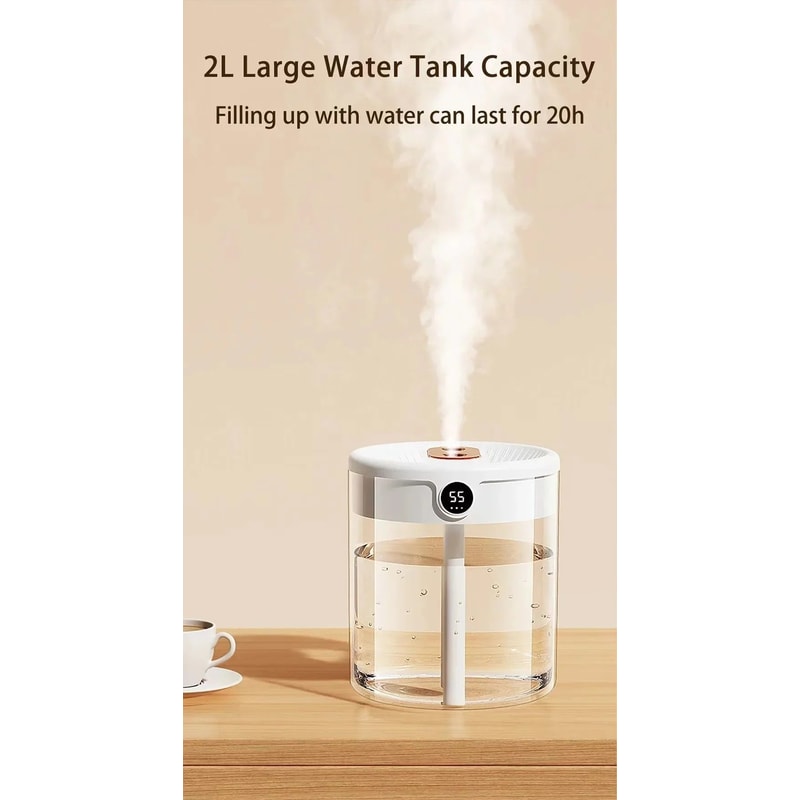 HomeMist DualSpray 2 L USB Humidifier With LED Display 7