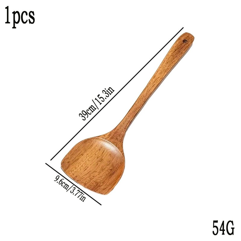 NaturalWood LongHandle Cooking Spatula Premium Wooden Turner For Nonstick Cookware 4
