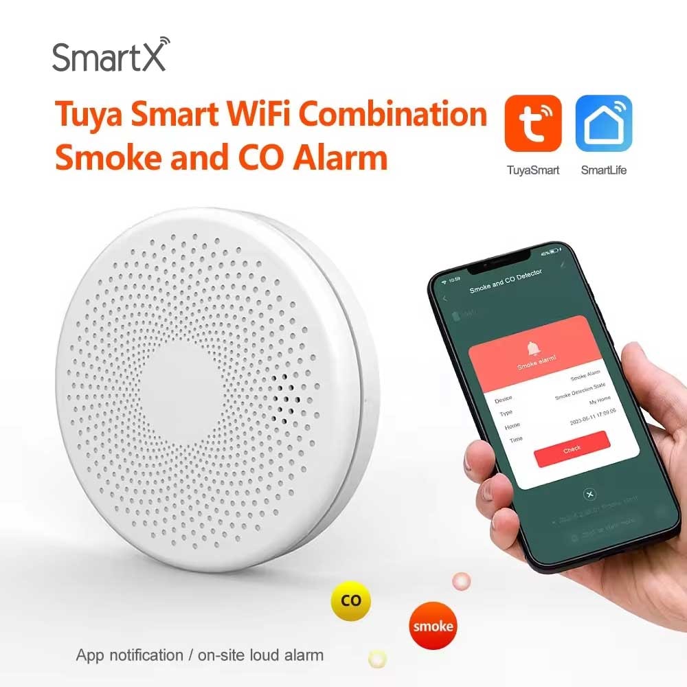 SmartGuard 2in1 WiFi Smoke Carbon Monoxide Detector Tuya Smart Home Alarm 1