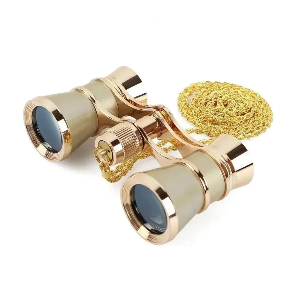 Elegant Vintage Metal Opera Glasses Theater Binoculars With Chain Handle 3