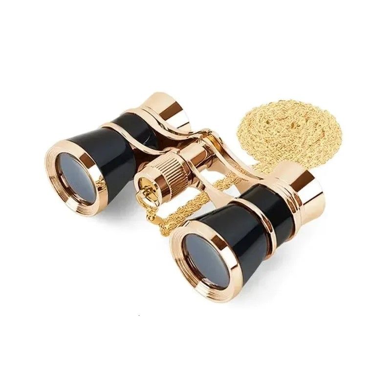 Elegant Vintage Metal Opera Glasses Theater Binoculars With Chain Handle 4