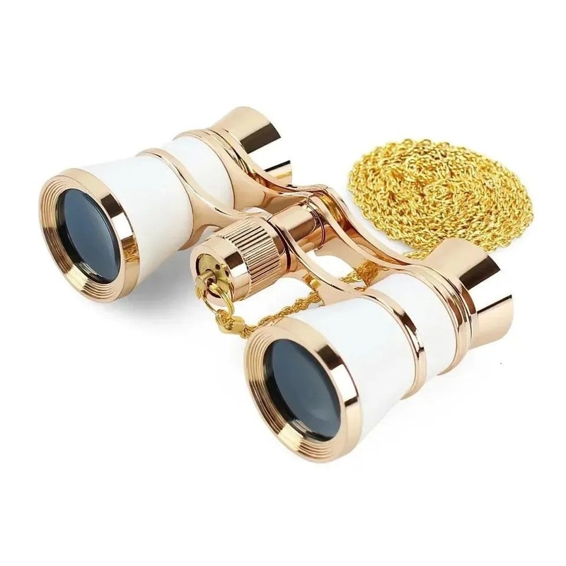 Elegant Vintage Metal Opera Glasses Theater Binoculars With Chain Handle 5