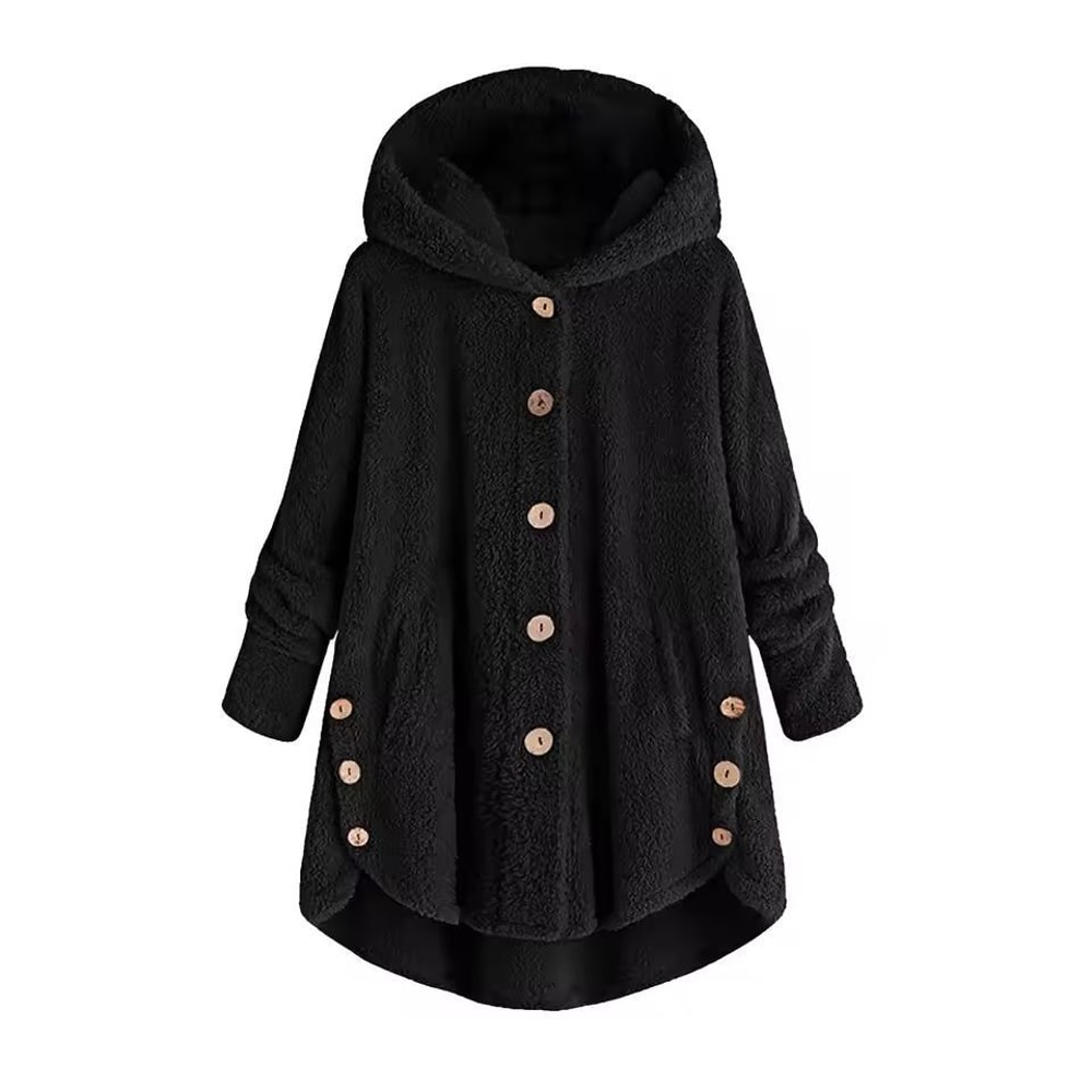 CosyHood Wool Blend Hooded Womens Coat Warm Autumn Winter Solid Colour Plush Jacket 2