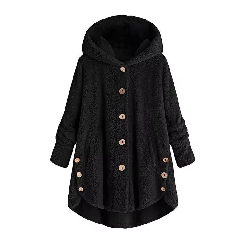 CosyHood Wool Blend Hooded Womens Coat Warm Autumn Winter Solid Colour Plush Jacket 2