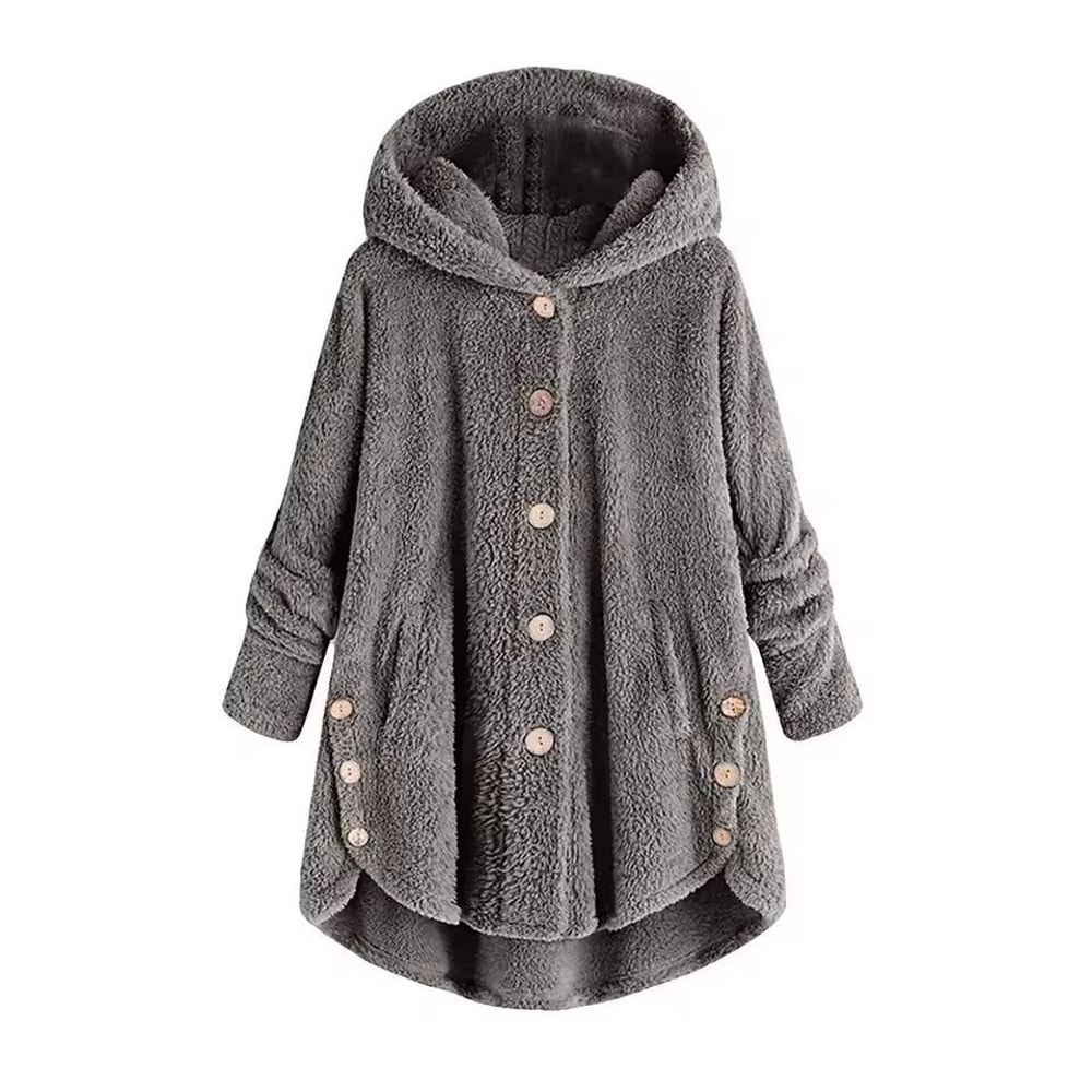CosyHood Wool Blend Hooded Womens Coat Warm Autumn Winter Solid Colour Plush Jacket 4