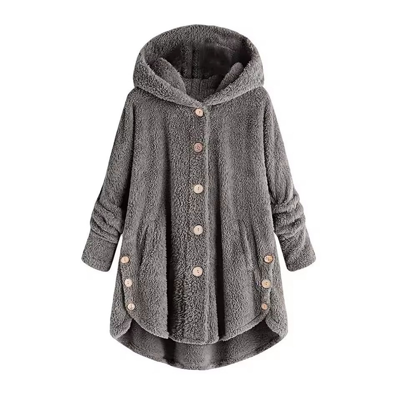 CosyHood Wool Blend Hooded Womens Coat Warm Autumn Winter Solid Colour Plush Jacket 4