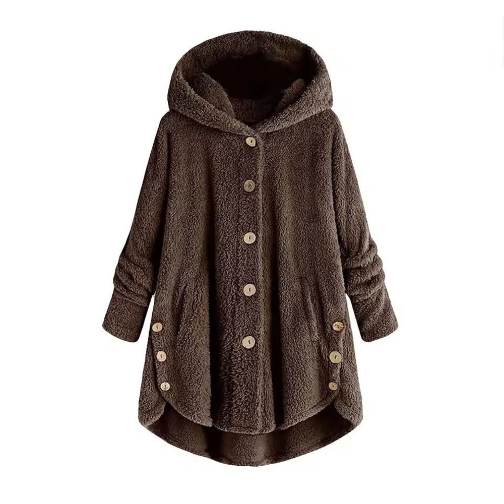 CosyHood Wool Blend Hooded Womens Coat Warm Autumn Winter Solid Colour Plush Jacket 5
