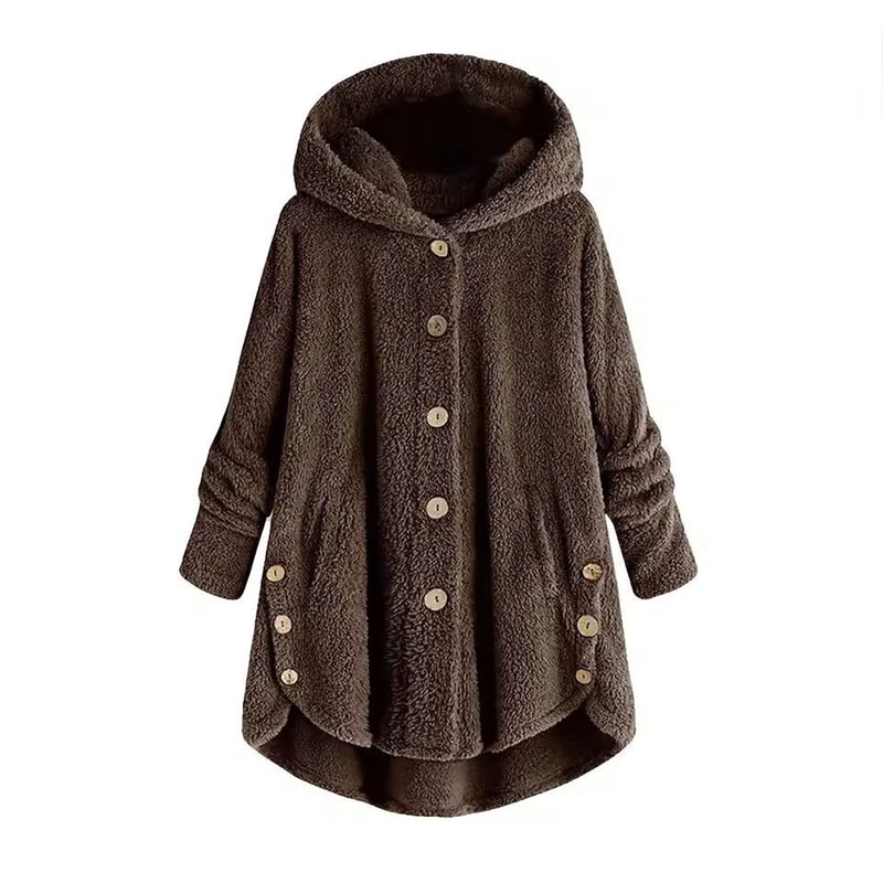 CosyHood Wool Blend Hooded Womens Coat Warm Autumn Winter Solid Colour Plush Jacket 5