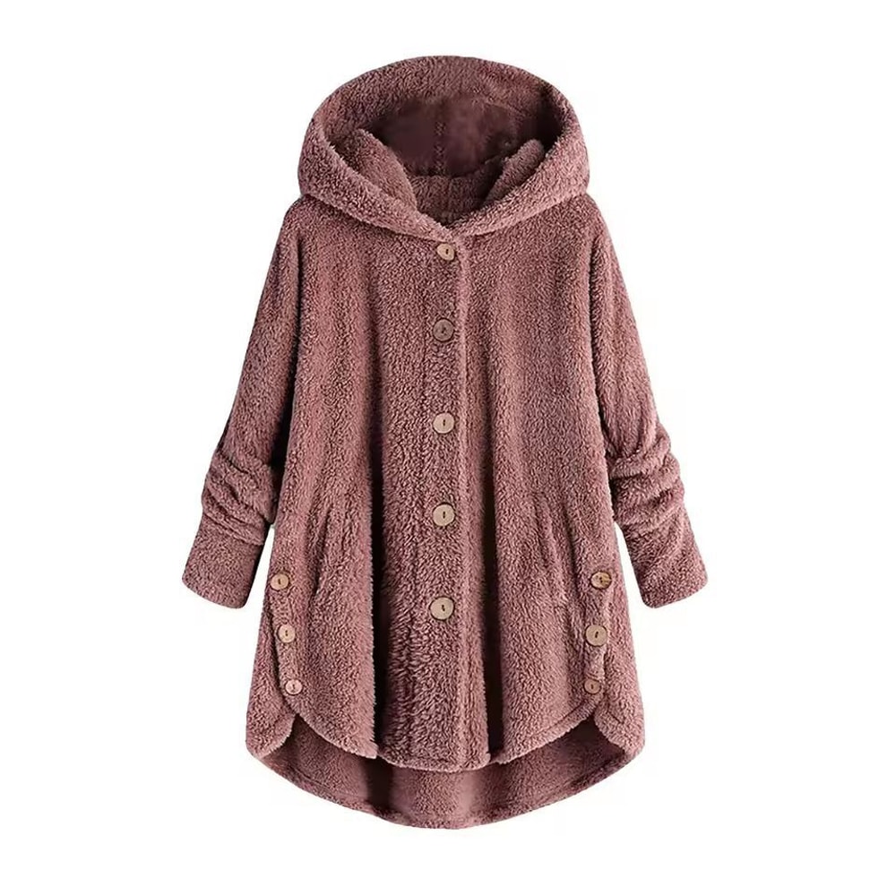 CosyHood Wool Blend Hooded Womens Coat Warm Autumn Winter Solid Colour Plush Jacket 7