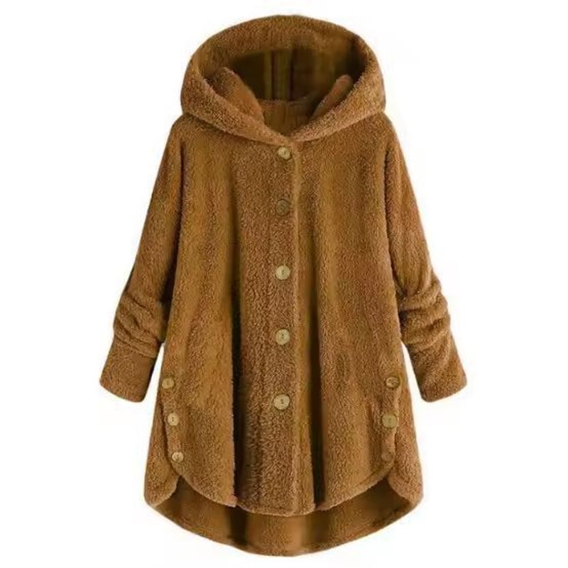 CosyHood Wool Blend Hooded Womens Coat Warm Autumn Winter Solid Colour Plush Jacket 8