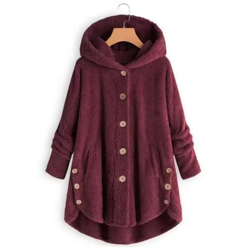 CosyHood Wool Blend Hooded Womens Coat Warm Autumn Winter Solid Colour Plush Jacket 9