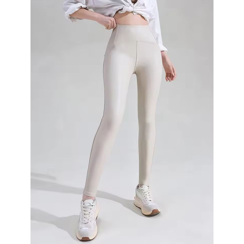 Sleek Warm HighWaist Matte PU Leather Leggings 4