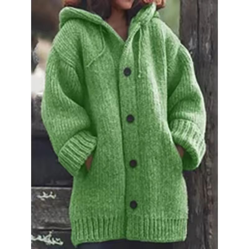 Warm Luxe Womens Chunky Knit ButtonDown Cardigan Coat With Pockets 1
