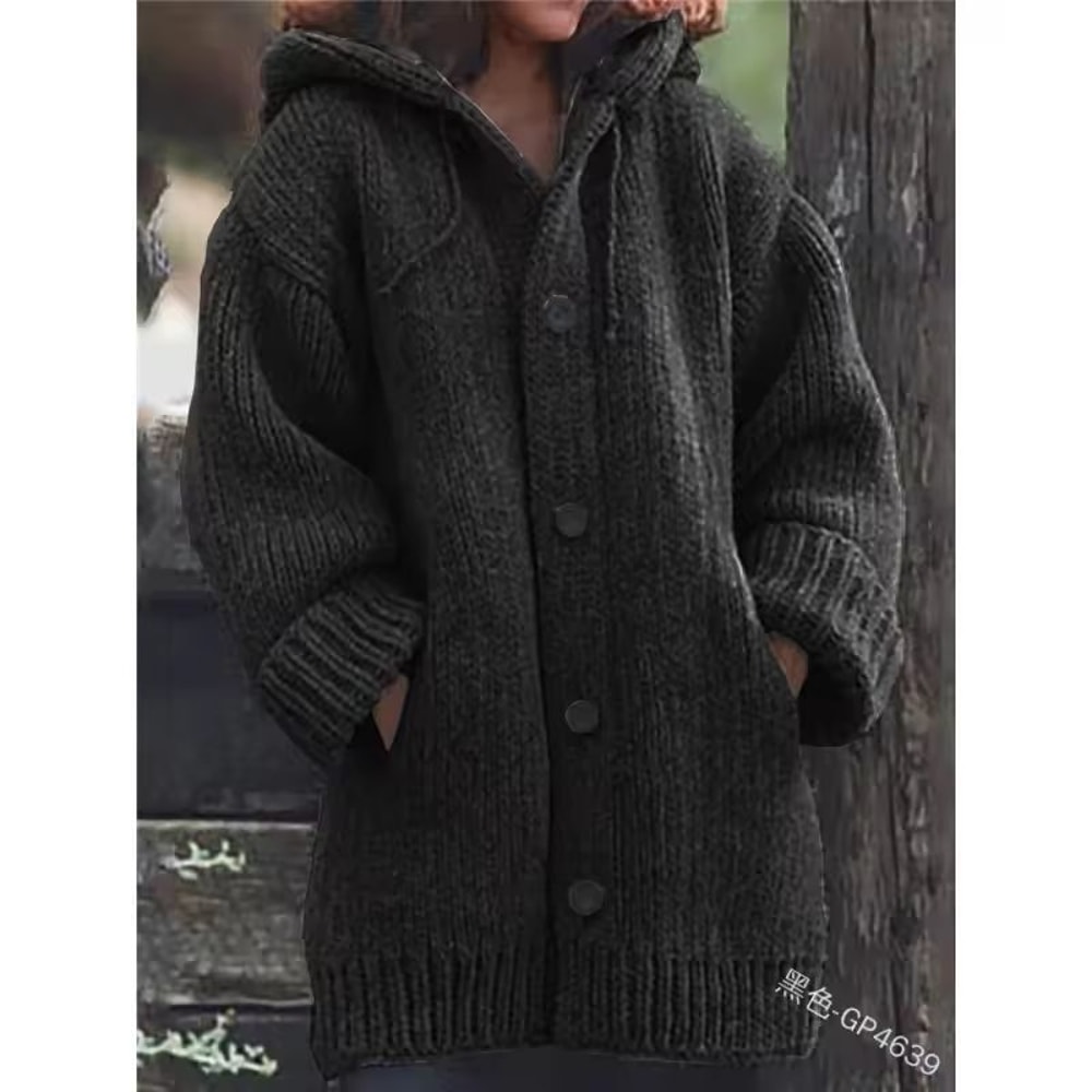 Warm Luxe Womens Chunky Knit ButtonDown Cardigan Coat With Pockets 2