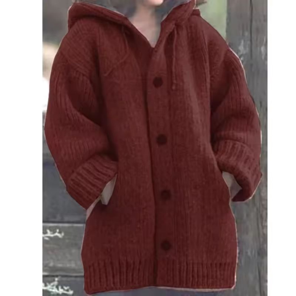 Warm Luxe Womens Chunky Knit ButtonDown Cardigan Coat With Pockets 3