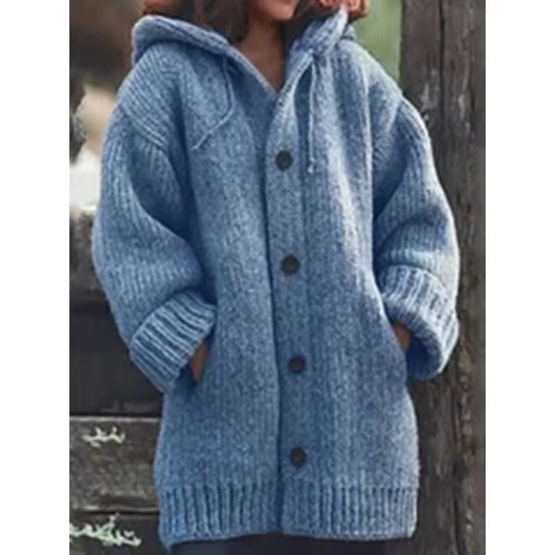 Warm Luxe Womens Chunky Knit ButtonDown Cardigan Coat With Pockets 6