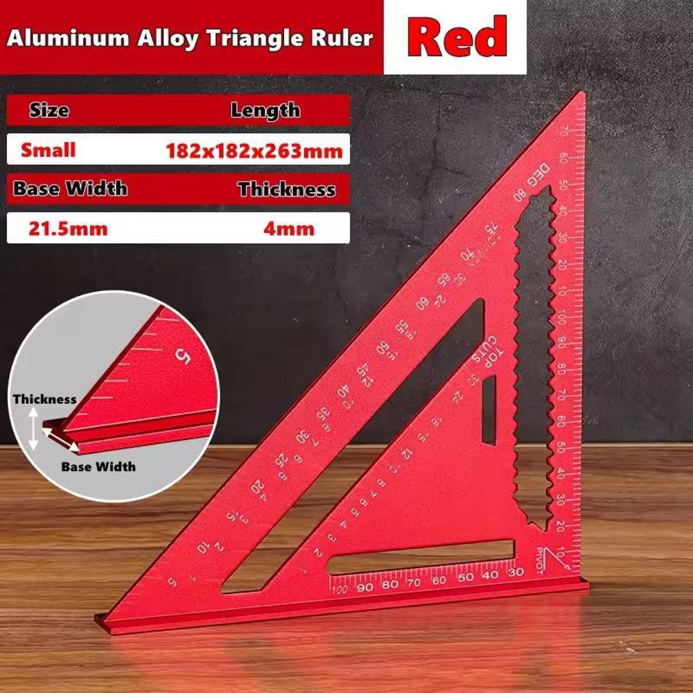 PrecisionCraft Aluminum Triangle Gauge MultiFunction Woodworking Angle Measuring Ruler 0