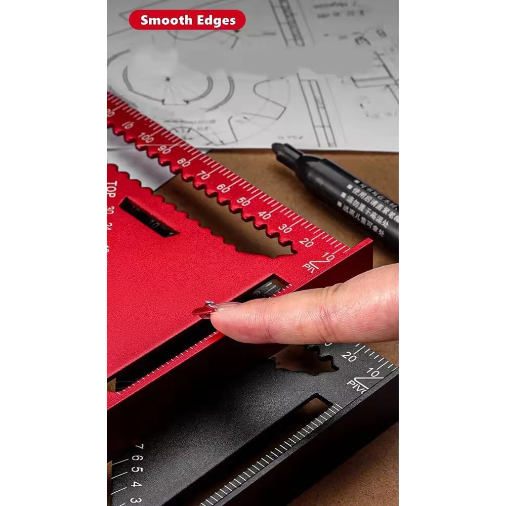 PrecisionCraft Aluminum Triangle Gauge MultiFunction Woodworking Angle Measuring Ruler 4