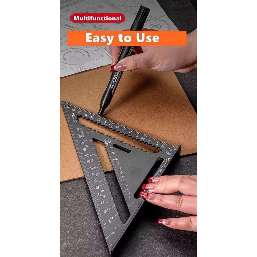 PrecisionCraft Aluminum Triangle Gauge MultiFunction Woodworking Angle Measuring Ruler 6