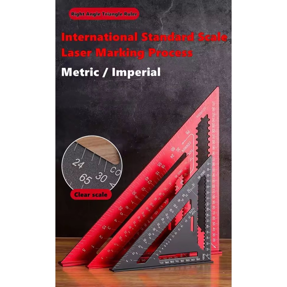 PrecisionCraft Aluminum Triangle Gauge MultiFunction Woodworking Angle Measuring Ruler 7