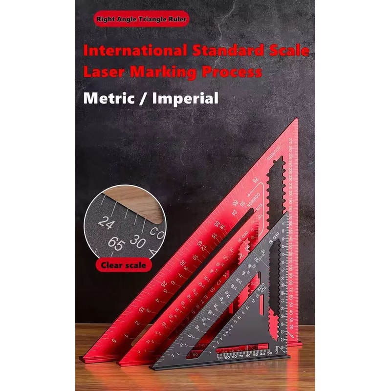 PrecisionCraft Aluminum Triangle Gauge MultiFunction Woodworking Angle Measuring Ruler 7