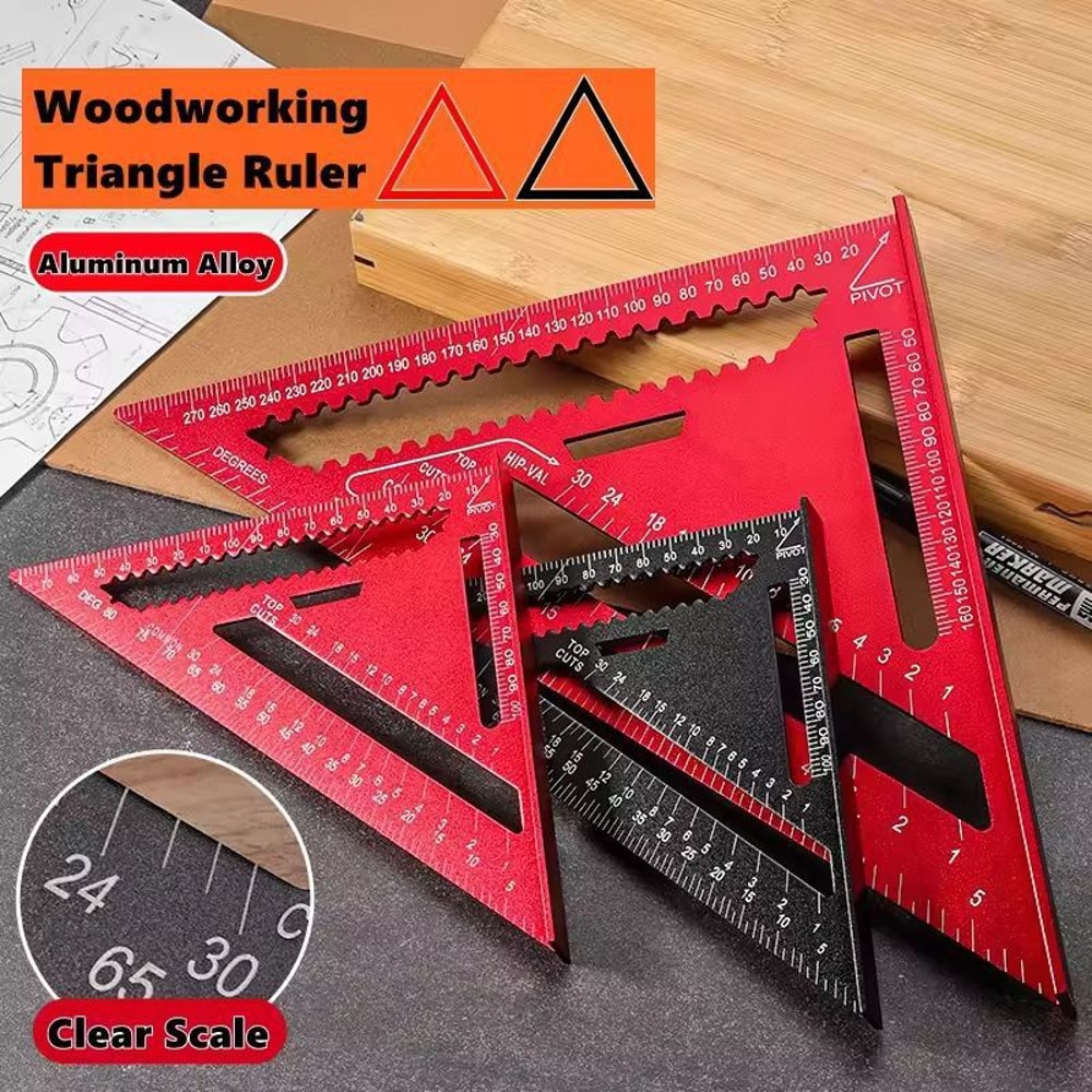PrecisionCraft Aluminum Triangle Gauge MultiFunction Woodworking Angle Measuring Ruler 9