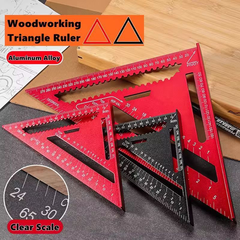 PrecisionCraft Aluminum Triangle Gauge MultiFunction Woodworking Angle Measuring Ruler 9