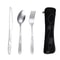 Urban Ease Stainless Steel Travel Cutlery Trio Knife Fork Spoon Set With Carry Case For Outdoor 4