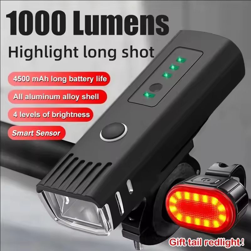 UltimateRide 1000 LM USB Rechargeable Bike Light Set Front Smart Sensor Rear 17