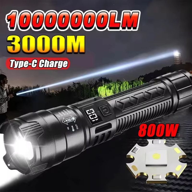 Ultimate Pro 2000 Lumen Tactical USB Rechargeable Flashlight Powerful Zoom Emergency Lantern 9